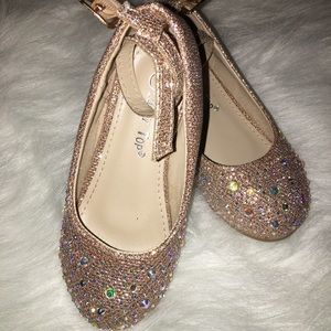 Gold Rhinestone Toddler Wedge Dress Shoe